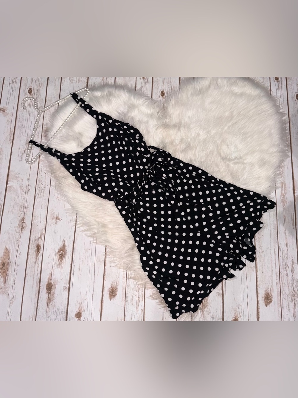 Lane Bryant Black and White Polka Dot Romper Size 20